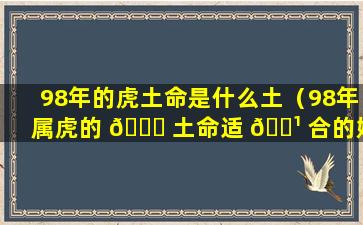 98年的虎土命是什么土（98年属虎的 🐝 土命适 🌹 合的婚姻）